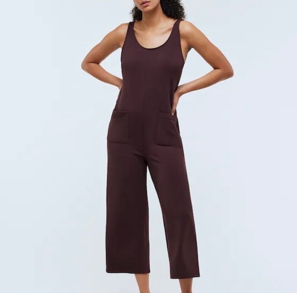MADEWELL Superbrushed Pull On Lounge Jumpsuit Chocolate Raisin Small S